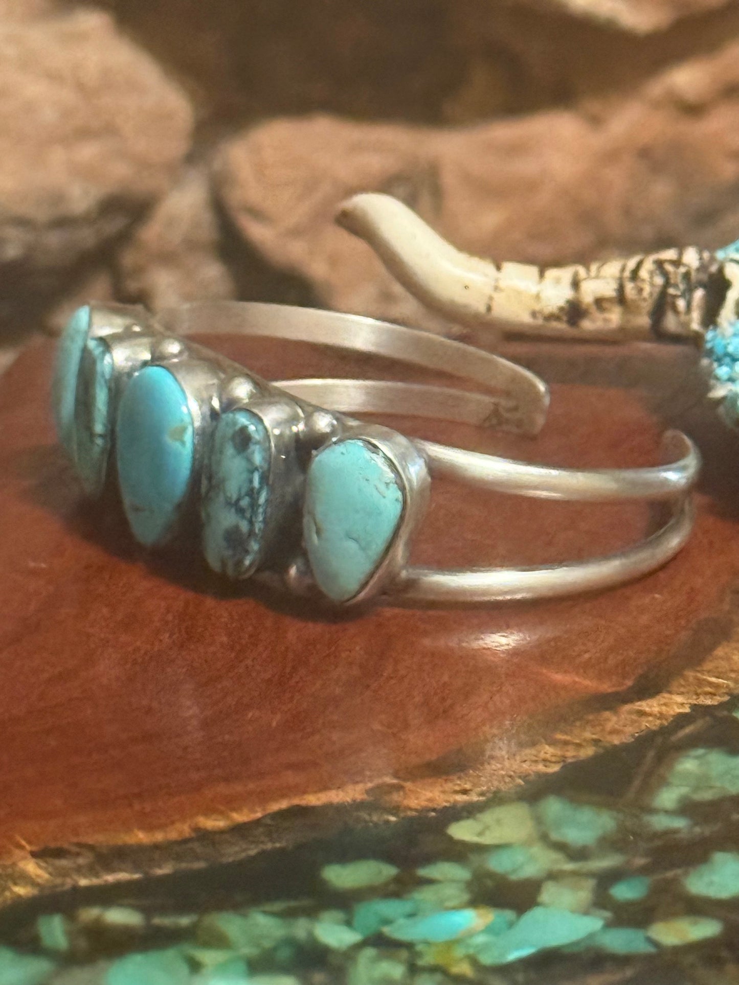 Augustine Largo Kingman Turquoise Five Stone Cuff