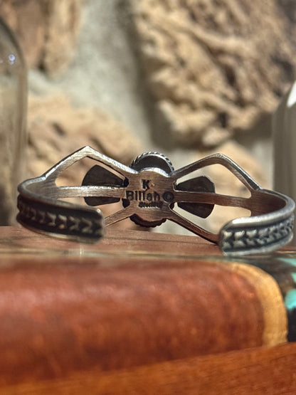 Navajo Handmade Sandcast Kingman Web Cuff