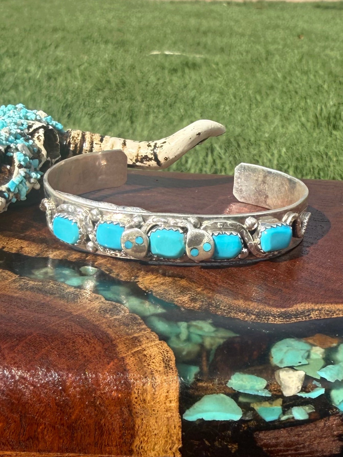 Zuni Handmade Kingman Turquoise  Effie Bracelet