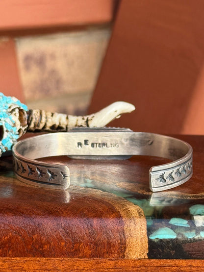Navajo Handmade Mine 8 Turquoise Bar Bracelet
