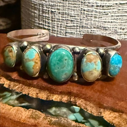 Augustine Largo Kingman Turquoise Five Stone Cuff