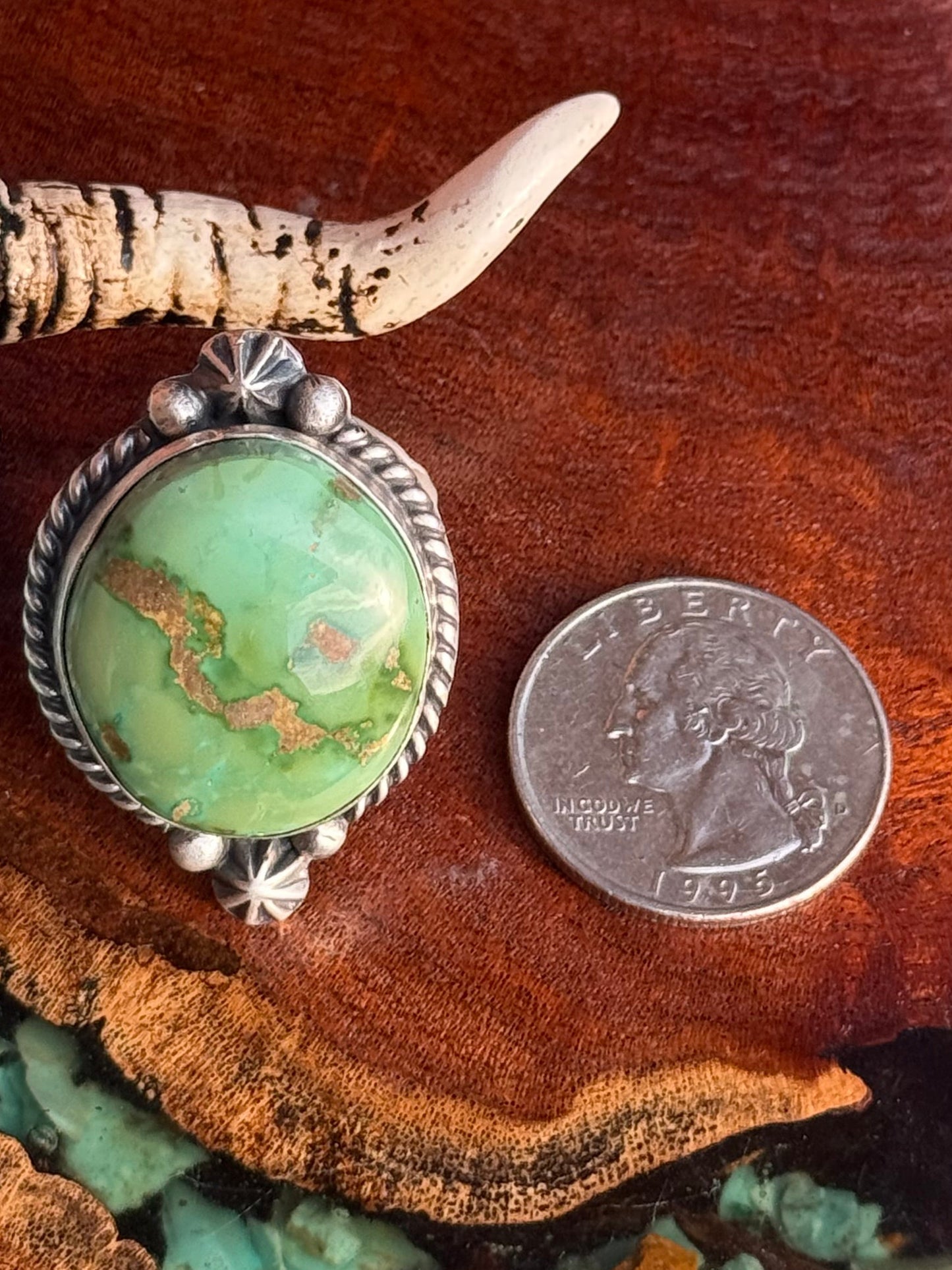 Navajo Hamdmade Sonoran Turquoise Adjustable Ring