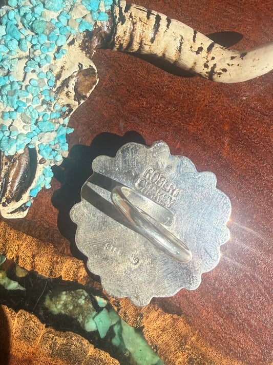 Navajo Handmade Conch Heart Cluster Adjustable Ring