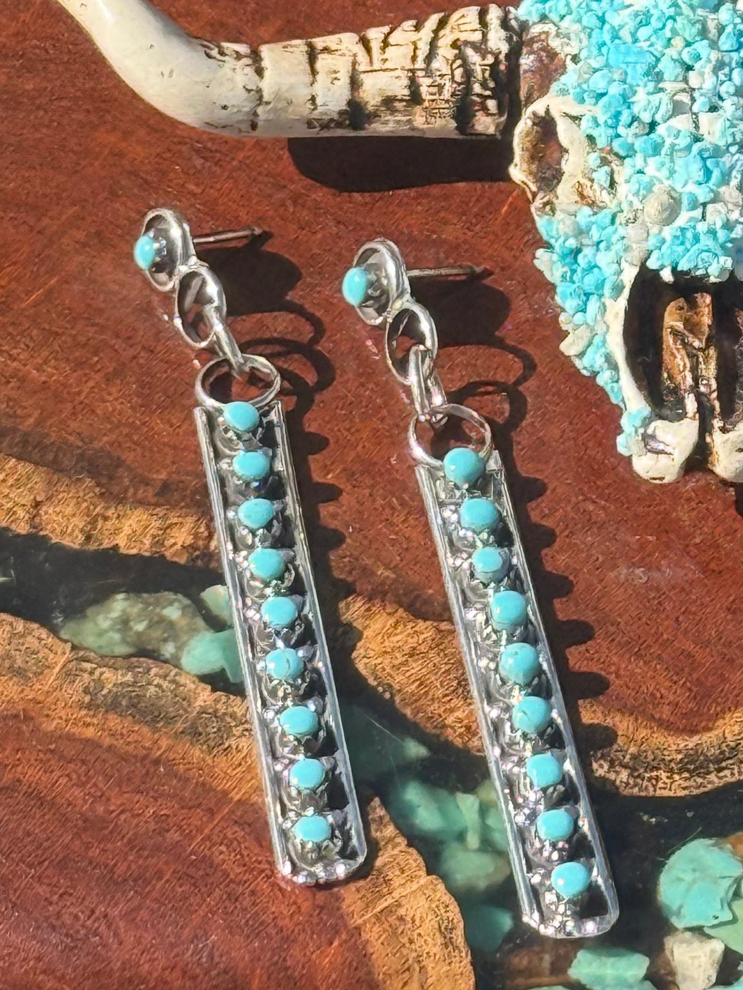 Zuni Handmade Turquoise Missile Earrings