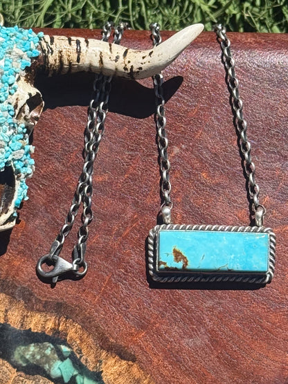 Navajo Handmade Large Kingman Turquoise Bar