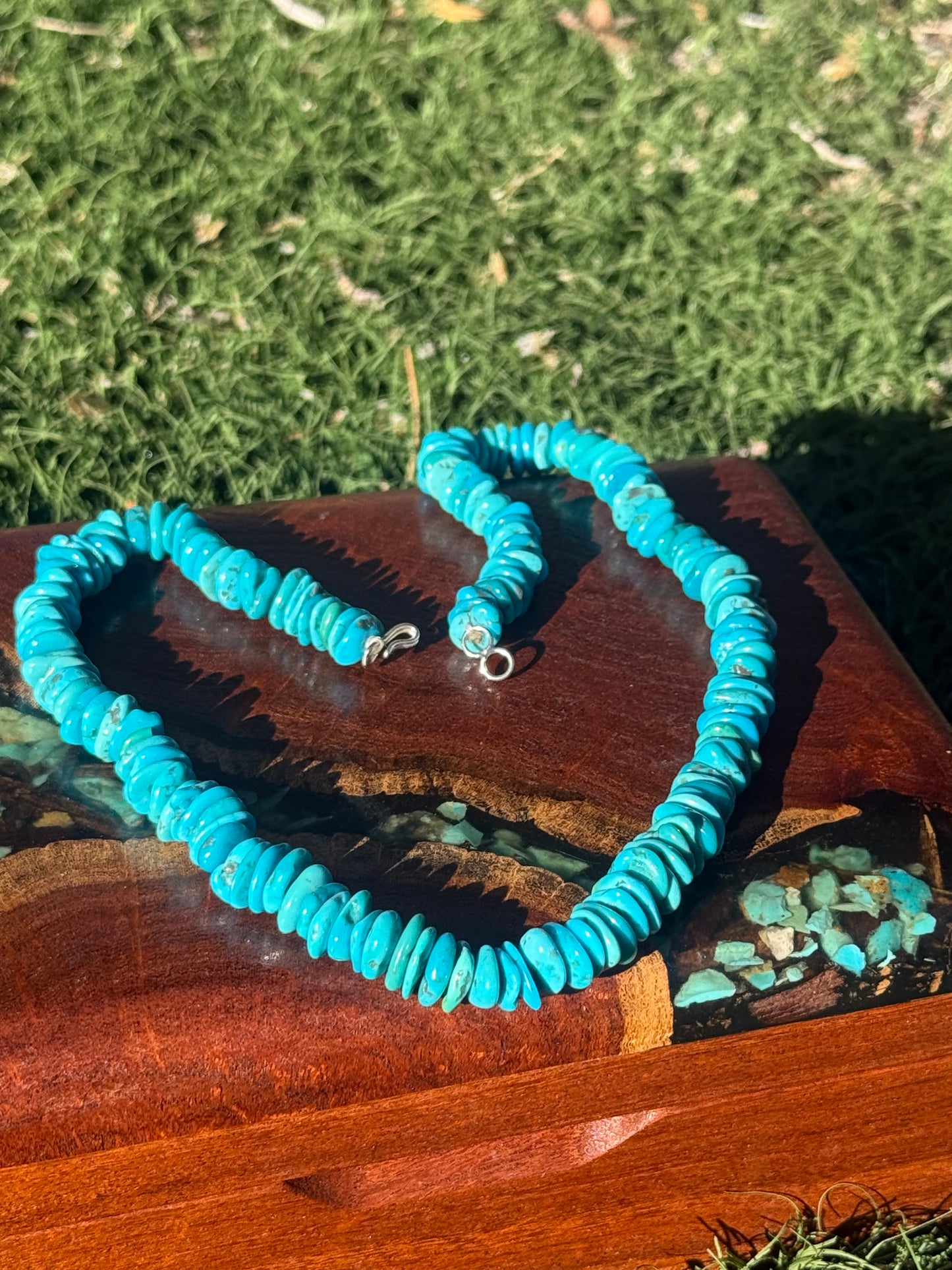 Hand Strung Kingman Turquoise Bead Necklace