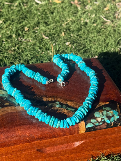 Hand Strung Kingman Turquoise Bead Necklace