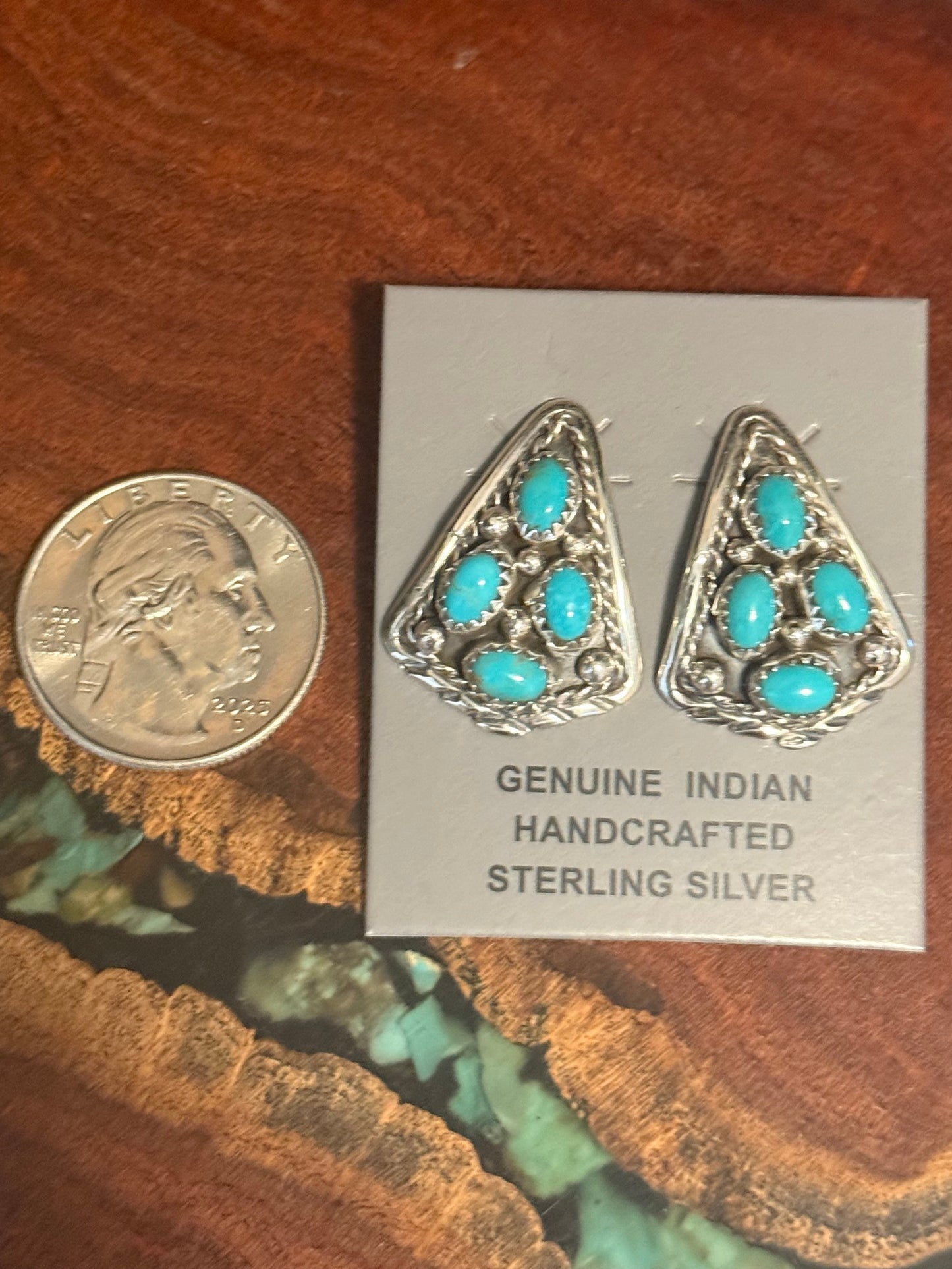 Handmade Turquoise Cluster Post Earrings