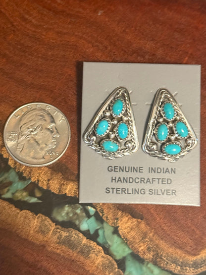 Handmade Turquoise Cluster Post Earrings