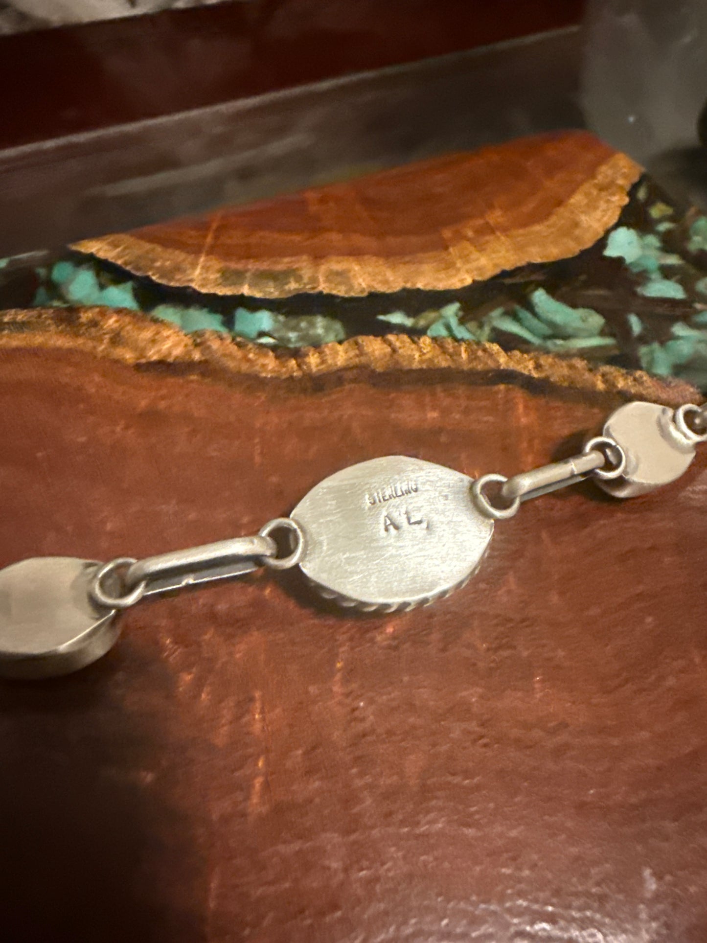 Navajo Handmade Kingman Krush 16” Choker Necklace Set in Sterling Silver-made by Augustine Largo