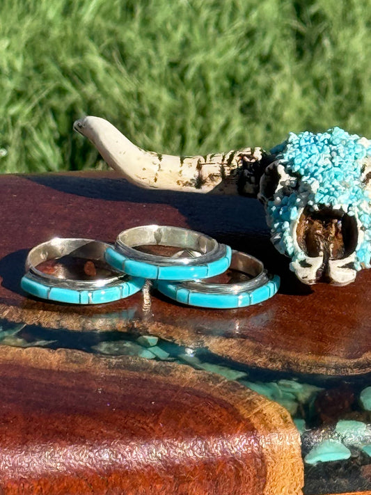 Zuni Handmade 5 Stone Kingman Turquoise Ring