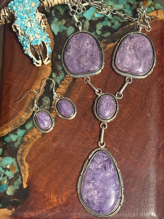 Navajo Handmade Chariot Four Stone Necklace Set