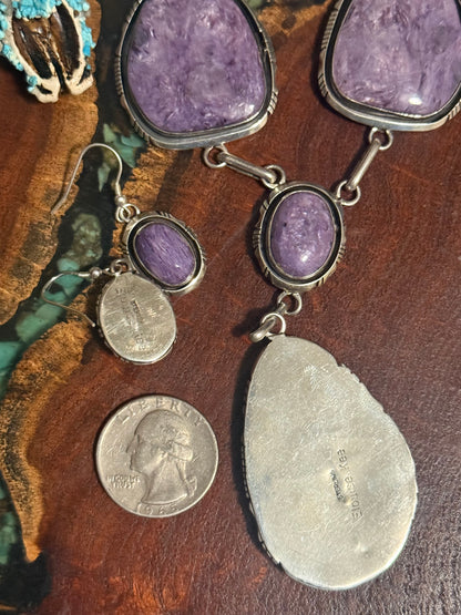 Navajo Handmade Chariot Four Stone Necklace Set