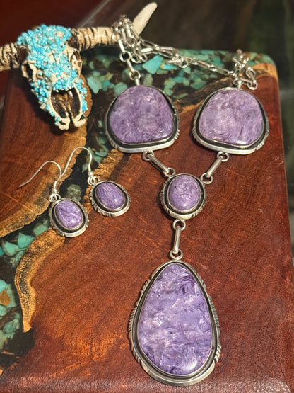 Navajo Handmade Chariot Four Stone Necklace Set